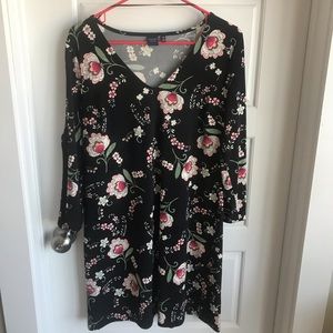 Black Floral Dress with Sleeve Cutout Detail